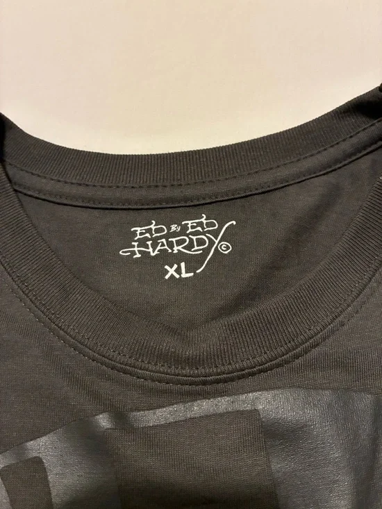 Ed Hardy Charcoal Tee with Yellow and Neon Accent Graphic - Picture 5 of 6